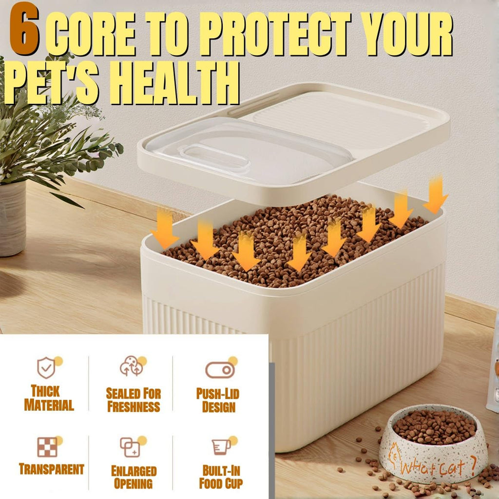 High-Capacity Pet Food Container Airtight with Cup, For Dog, Cat, Bird Food Storage