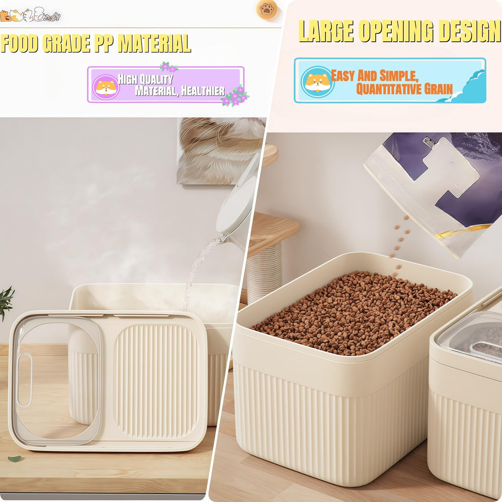 High-Capacity Pet Food Container Airtight with Cup, For Dog, Cat, Bird Food Storage