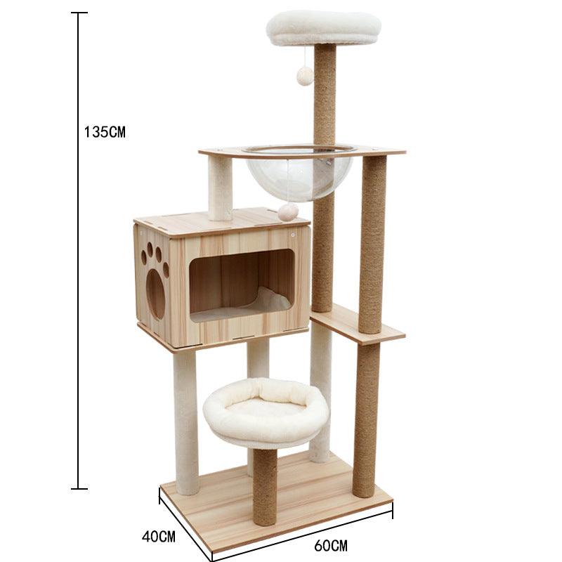 Space Capsule Cat Crawl Nest With Scratching Board - Wooden Pet Toy And Supplies